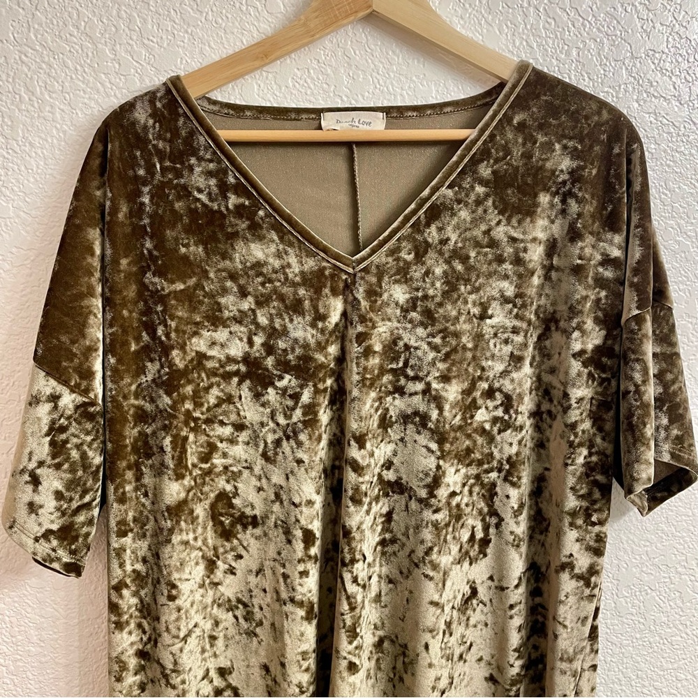 Peach Love Crushed Velvet Tunic Dress M